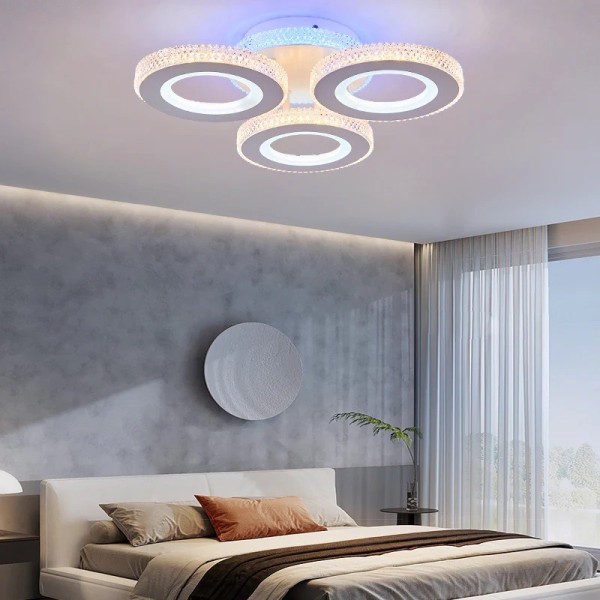 Lustra LED RFAN, Model M600-3, Cu Telecomanda, 3 Tipuri De Lumina Plus Lumina RGB, Intensitate Reglabila, 122W, Alb [1]
