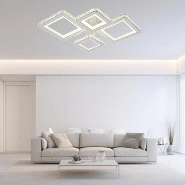 Lustra LED RFAN, Model R9002/2+2, Cu Telecomanda, 3 Tipuri De Lumina, Intensitate Reglabila, 160W, Alb [1]