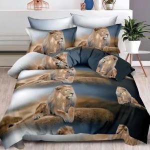 Lenjerie pat dublu, 6 PIESE, IMPRIMEU 3D Multiplicat, Maro, lei