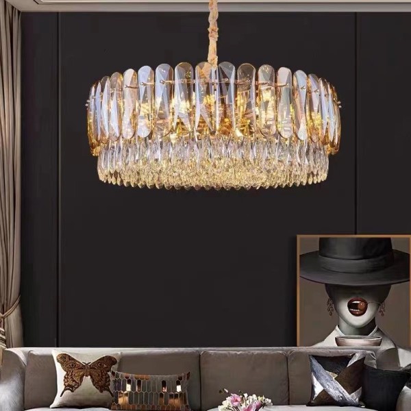 Candelabru RFAN, Model H98047-600, Textura Cristal, Metal, 10 X E27, Auriu [1]