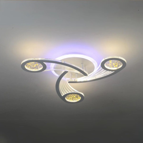 Lustra LED RFAN, Model M398-3RGB, Cu Telecomanda, 3 Tipuri De Lumina Plus Lumina RGB, Intensitate Reglabila, 90W, Alb [1]