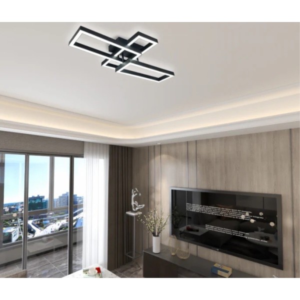 Lustra LED RFAN, Model FX60279-3S, Cu Telecomanda, 3 Tipuri De Lumina, Intensitate Reglabila, 50W, Negru [1]