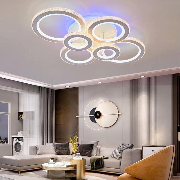 Lustra LED RFAN, Model M600-6, Cu Telecomanda, 3 Tipuri De Lumina Plus Lumina RGB, Intensitate Reglabila, 328W, Alb [1]