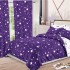 Set Lenjerie pat dublu + 2 draperii, finet, 8 piese, Mov, Alb, ploaie de stele [3]