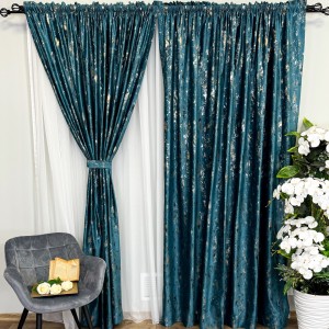 Draperie Catifea CRETA cu insertii aurii, 140cm latime x 260cm înălțime, cu TIV LAT, Turquoise - V6 Draperie Catifea CRETA cu insertii aurii, 140cm latime x 260cm înălțime, cu TIV LAT, Turquoise - V6
