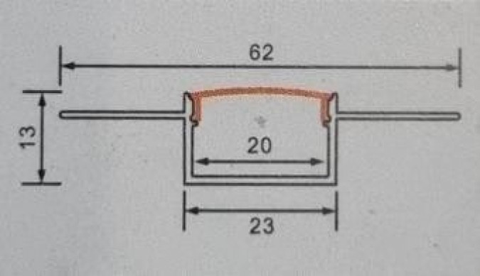 Profil LED Incastrat, Finisaj Glet, Lungime 2m, Aluminiu