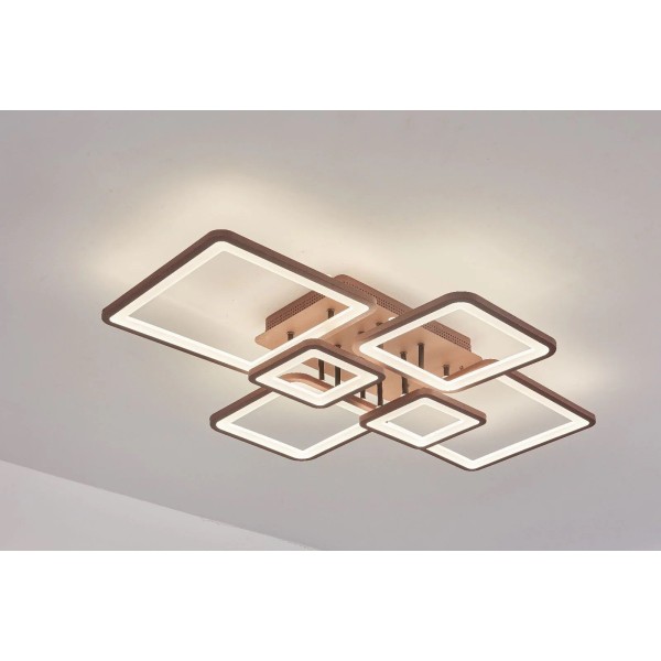 Lustra LED RFAN, Model K002-6 CF, Cu Telecomanda, 3 Tipuri De Lumina, Intensitate Reglabila, 228W, Maro [1]