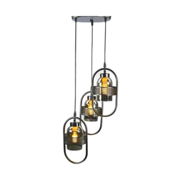 Pendul RFAN, Model 8319-3, Cu Abajur, 3 X E27, Inaltime Reglabila, Negru [1]
