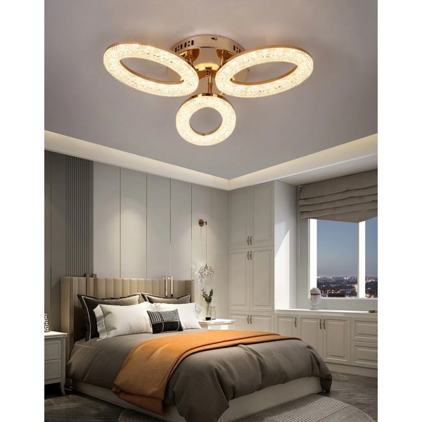 Lustra LED RFAN, Model J303-3, Cu Telecomanda, 3 Tipuri De Lumina, Intensitate Reglabila, 60W, Auriu [1]