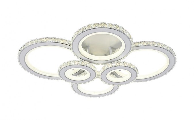 Lustra LED RFAN, Model R9001/4+2, Cu Telecomanda, 3 Tipuri De Lumina, Intensitate Reglabila, 240W, Alb