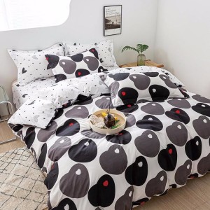 Lenjerie pat dublu (140x200cm, 160x200cm, 180x200cm), Finet Soft, cearsaf clasic, 4 piese, Gri, inimioare