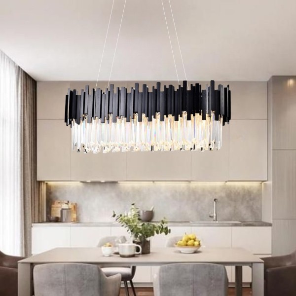 Candelabru RFAN, Model WL339/800*300, Textura Cristal, Metal, 8 X E27, Negru [1]