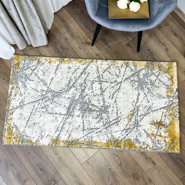 Covor Modern, Elegant, 160x230cm gros si pufos, SHINNY V1, Galben/Gri/Alb [1]