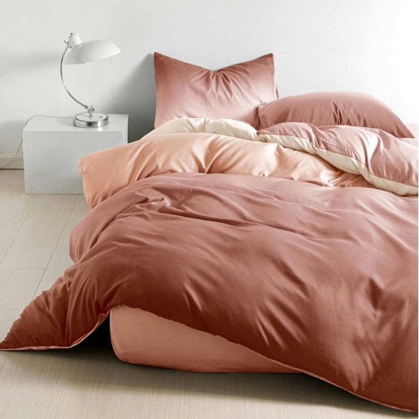 Lenjerie pat dublu cu Elastic (160x200cm si 180x200cm), bumbac satinat, Maroniu [1]