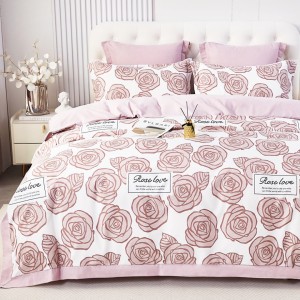 Lenjerie de Pat Dublu, Super Premium, Finet Ranforsat, 6 Piese, Ambalat în Cutie de Lux, Alb, Roz, trandafiri Lenjerie de Pat Dublu, Super Premium, Finet Ranforsat, 6 Piese, Ambalat în Cutie de Lux, Alb, Roz, trandafiri