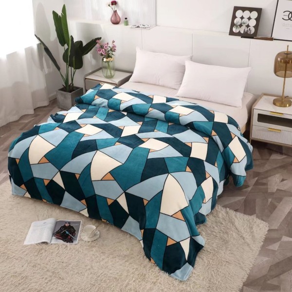 Patura pufoasa cocolino 200x230cm, 240g/mp, Turquoise, forme geometrice [1]