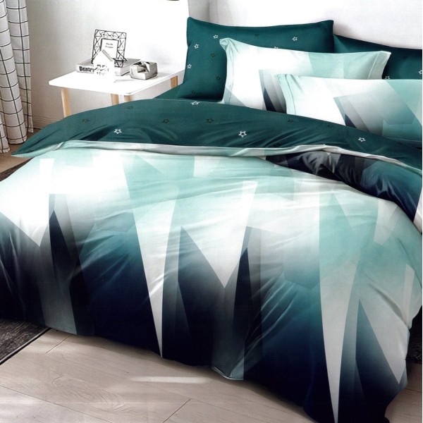 Lenjerie pat dublu,  FINET, 6 piese, Verde, abstract [1]