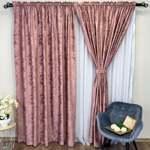Draperie Catifea MYKONOS cu valuri rafinate aurii, 140cm latime x 260cm înălțime, cu TIV LAT, Rose Draperie Catifea MYKONOS cu valuri rafinate aurii, 140cm latime x 260cm înălțime, cu TIV LAT, Rose