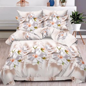 Lenjerie pat dublu, 6 PIESE, IMPRIMEU 3D Multiplicat, Bej, flori Lenjerie pat dublu, 6 PIESE, IMPRIMEU 3D Multiplicat, Bej, flori