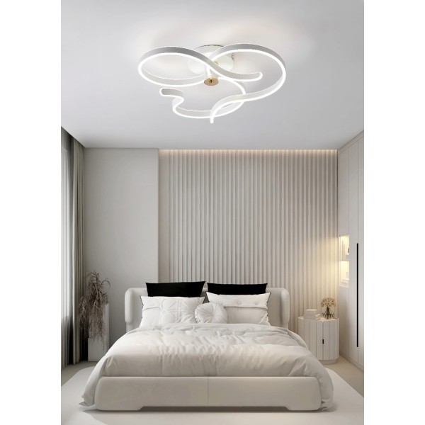 Lustra LED RFAN, Model T9872, Cu Telecomanda, 3 Tipuri De Lumina, Intensitate Reglabila, 360W, Alb/Auriu [1]