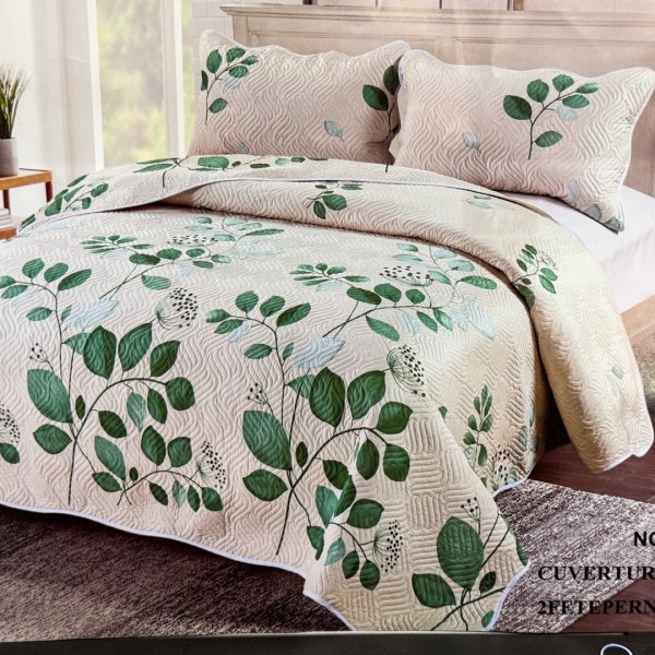 Cuvertură Pat Dublu, 3 Piese, Bumbac 100% Imprimat – Calitate Premium, cu Imprimeu Durabil, cod CSA-CV38 [1]