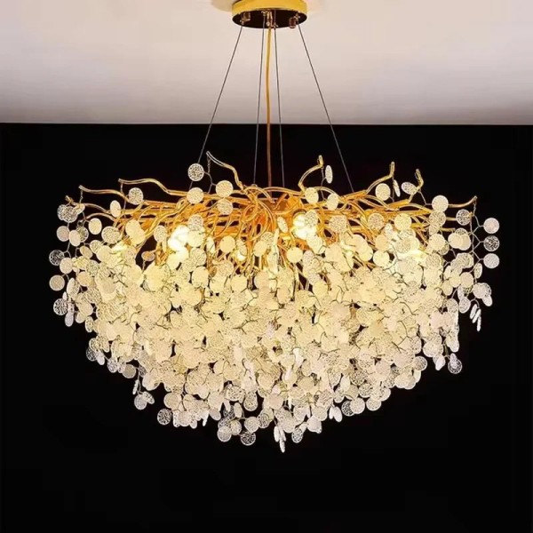 Candelabru RFAN, Model R9103/600, Textura Cristal, Metal, 6 X E14, Auriu [1]