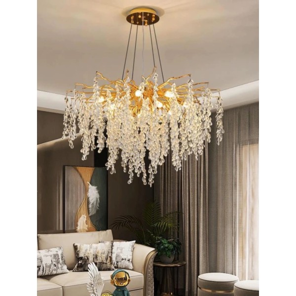 Candelabru RFAN, Model R9101/600, Textura Cristal, Metal, 6 X E14, Auriu [1]