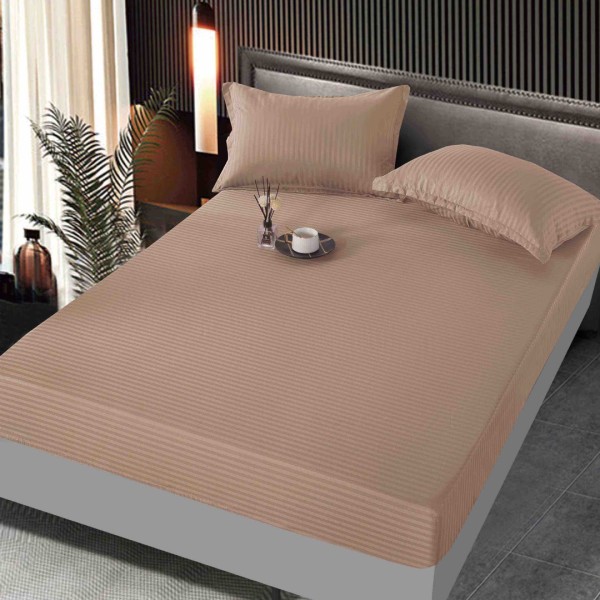 Cearsaf cu elastic, Damasc, 160x200cm, Jojo Home, maro [1]