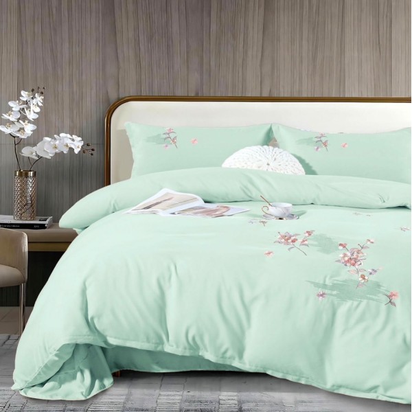 Lenjerie pat dublu, Finet All Season Deluxe cu BRODERIE, 4 piese, Aqua [1]