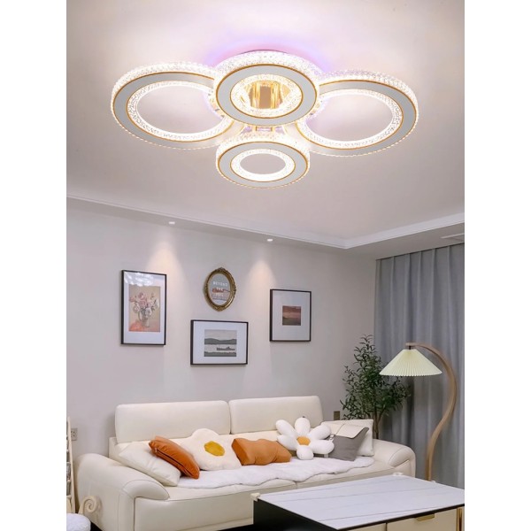 Lustra LED RFAN, Model G610-2+2RGB, Cu Telecomanda, 3 Tipuri De Lumina Plus Lumina RGB, Intensitate Reglabila, 186W, Auriu [1]