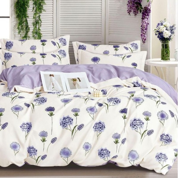 Lenjerie pat dublu (140x200cm, 160x200cm, 180x200cm),  FINET, 6 piese, Bleu, flori [1]