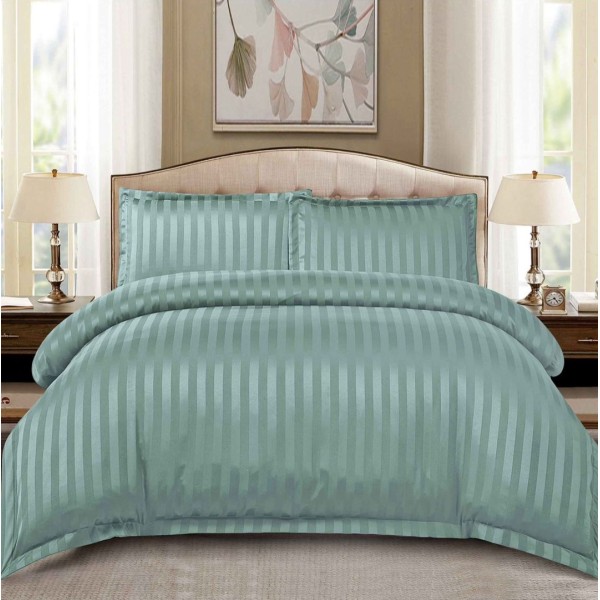 Lenjerie HoReCa, pat dublu, tip Damasc Finetat Deluxe cu Elastic, 4 piese, Verde menta [1]