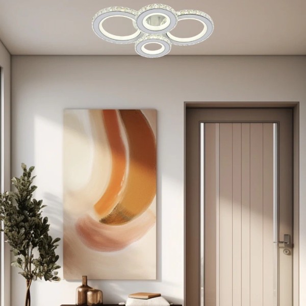 Lustra LED RFAN, Model R9001/2+2, Cu Telecomanda, 3 Tipuri De Lumina, Intensitate Reglabila, 136W, Alb [1]