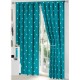 Lenjerie pat dublu, BUMBAC FINET, 8 piese, cu 2 DRAPERII INCLUSE, Turquoise, Alb, stelute