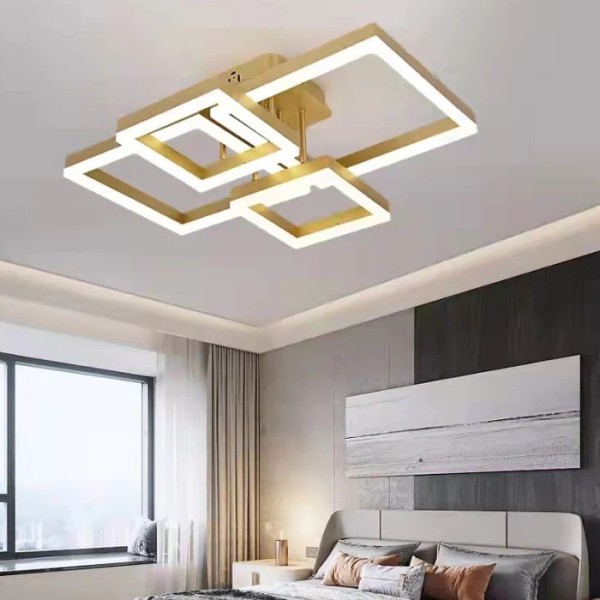 Lustra LED RFAN, Model F2341, Cu Telecomanda, 3 Tipuri De Lumina, Intensitate Reglabila, 160W, Auriu [1]