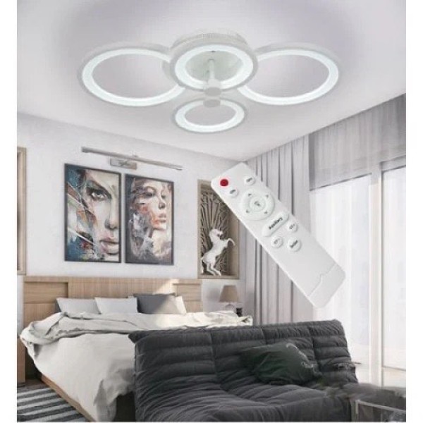 Lustra LED RFAN, Model M003-4, Cu Telecomanda, 3 Tipuri De Lumina, Intensitate Reglabila, 80W, Alb [1]