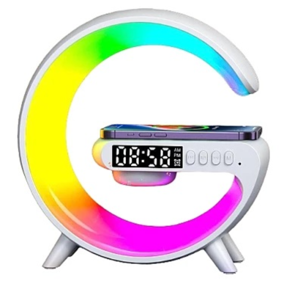 Lampa LED 16cm cu Boxa Bluetooth, incarcator Wireless, Lumini RGB Și Ceas Integrat [1]