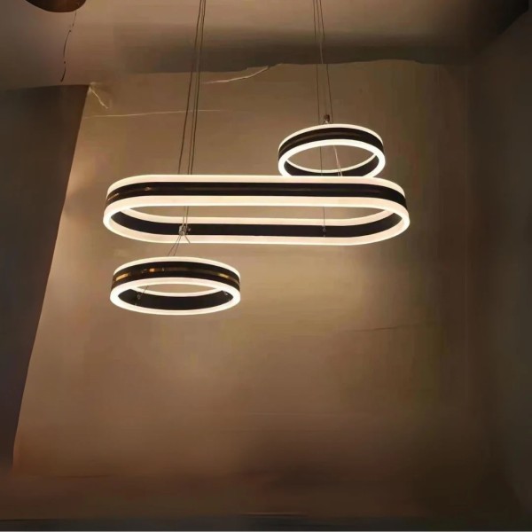 Lustra LED Tip Pendul RFAN, Model 1021/2, Cu Telecomanda, 3 Tipuri De Lumina, Inaltime Reglabila, 100W, Negru [1]