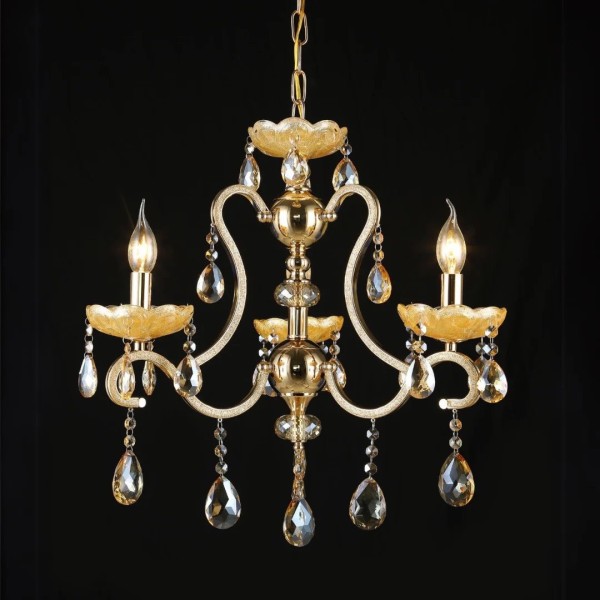 Candelabru RFAN, Model 666-3, Cu Margele Tip Cristal, Metal, 3 X E14, Auriu [1]