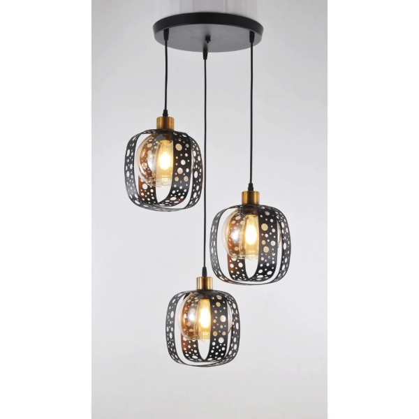 Pendul RFAN, Model 4186-3, Cu Abajur, 3 X E27, Inaltime Reglabila, Negru [1]