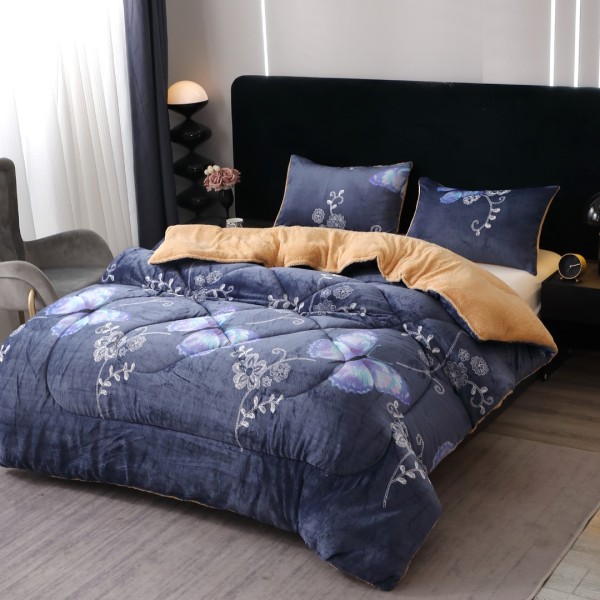  Pilota Cocolino cu blanita 200x230cm si 2 fete de perna 50x70cm, Gri, fluturi [1]