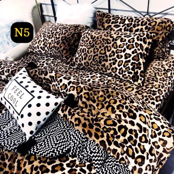 Lenjerie pat dublu, Super Pufoasa COCOLINO, 4 piese, Bej, Maro, animal print [1]