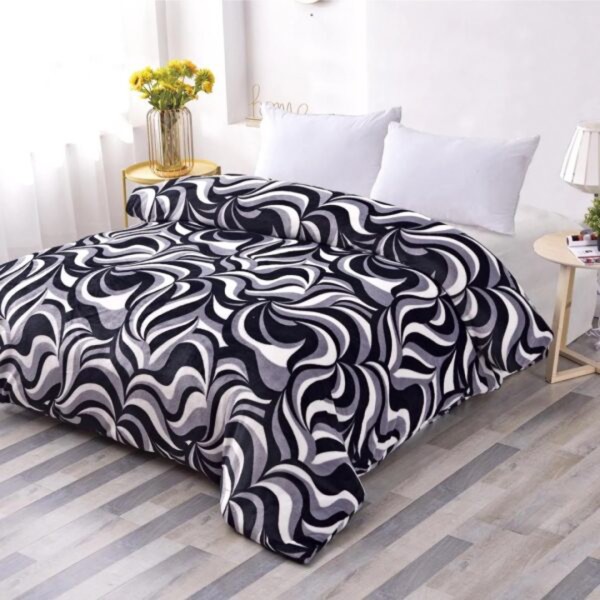 Patura pufoasa cocolino 200x230cm, 240g/mp, Negru, Gri, Alb, model abstract [1]