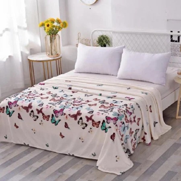 Patura pufoasa cocolino 200x230cm, 240g/mp, Crem, fluturi [1]