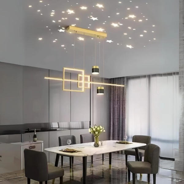 Lustra LED Tip Pendul RFAN, Model 1277/3, 3 Tipuri De Lumina, Inaltime Reglabila, 176W, Auriu [1]
