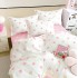 Lenjerie pat dublu, Finet, 6 piese, Alb-Roz, inimioare [5]