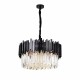 Candelabru RFAN, Model WL339/500, Textura Cristal, Metal, 8 X E27, Negru