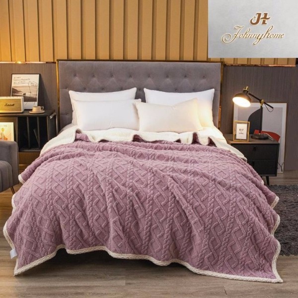 Patura CoCoLiNo tip Tricotaj cu blanita, 200x230cm, Lila [1]