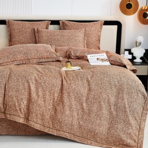 Lenjerie de Pat Dublu, Super Premium,  Finet Ranforsat, 6 Piese, Ambalat în Cutie de Lux, Maro, uni