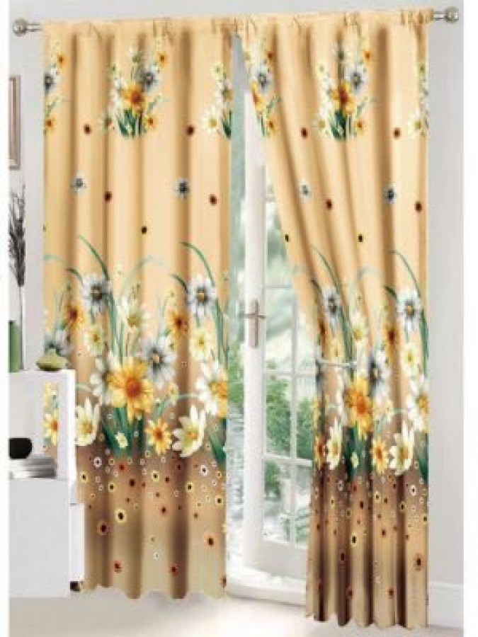 Lenjerie pat dublu, BUMBAC FINET, 8 piese, cu 2 DRAPERII INCLUSE, Bej, Maro, flori